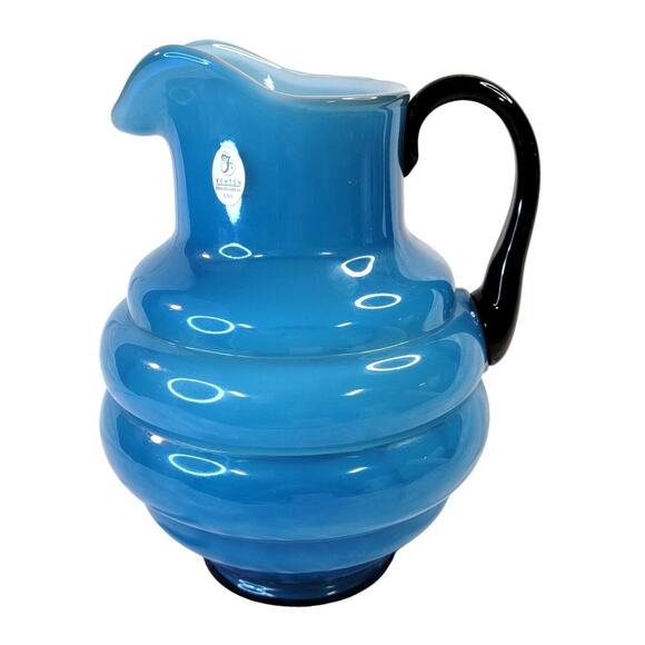 NEW Fenton 2007 Overlay Indigo Blue Pitcher #6892 Q4 NIB In Box - Picture 1 of 15